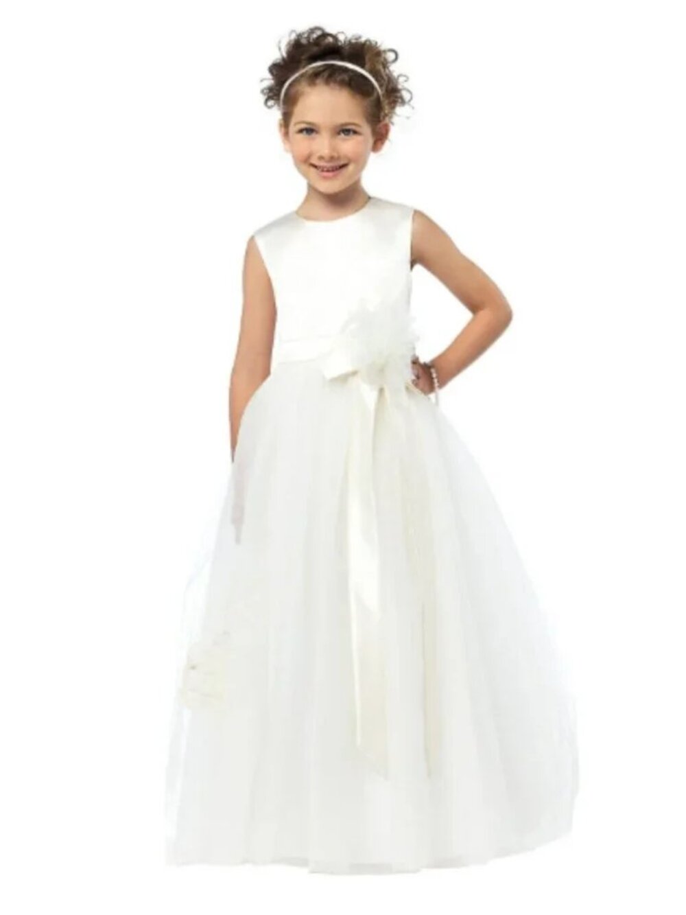 Dessy Flower Girl Style FL4030 Size 10 in White